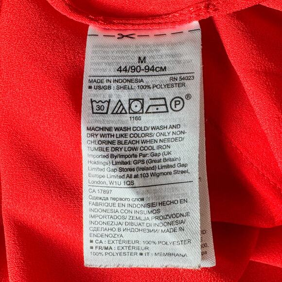 Banana Republic Women’s Medium Poppy Red Relaxed Fit Tunic Blouse, High Low Hem - Picture 5 of 8